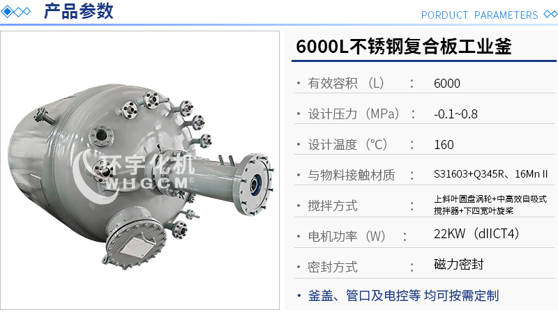 6000L不銹鋼復(fù)合板反應(yīng)釜